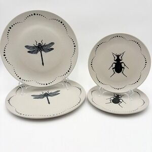 Mesa Brasil HALLOWEEN Insect Plates Set of‎ 4 Beetle and Dragonfly Dishes